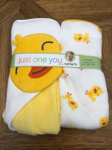 Just One You by Carter's Duck 2 Baby Bath Towels 1 Hooded & 1 Bath New