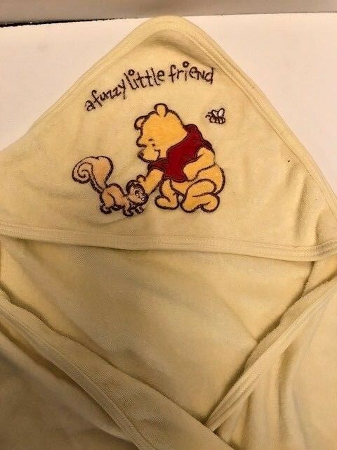 Disney Baby Winnie the Pooh yellow hooded bath wrap towel A Fuzzy Little Friend