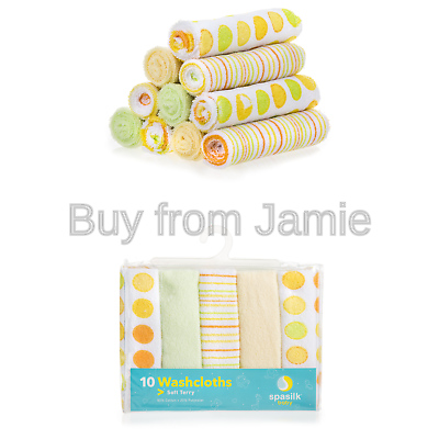 Spasilk 10 pack Soft Terry Washcloth, Yellow
