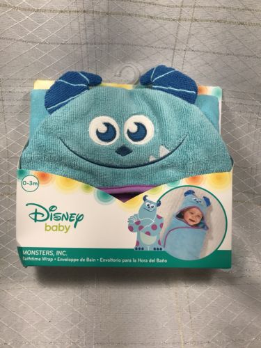 NEW Disney Baby Infant Monsters Inc Hooded Bath Wrap Towel 0-3 Months Blue Sully