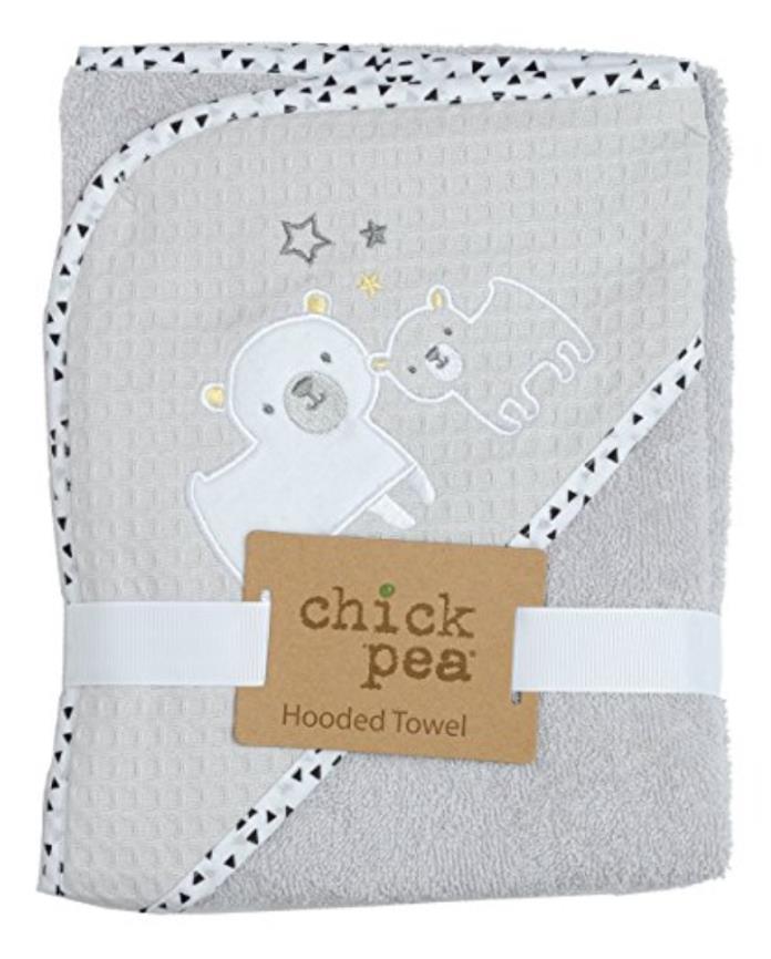 Chickpea Baby Bath Towel Terry Hooded 30 x 30 B Infant Toddler shower gift gray