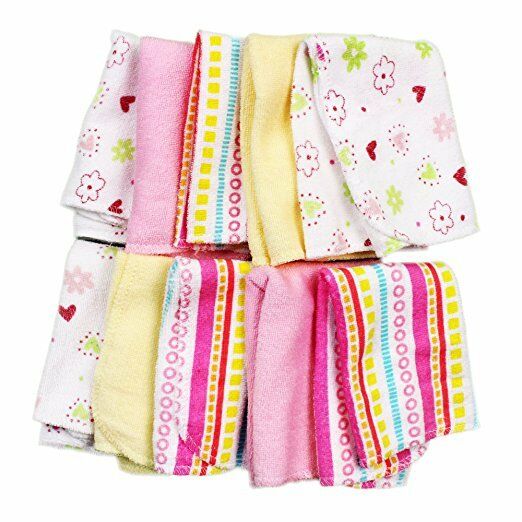 Baby Bathing Washcloths Pink Stripes Spasilk Smooth Soft For Tender Skin 10 Ct