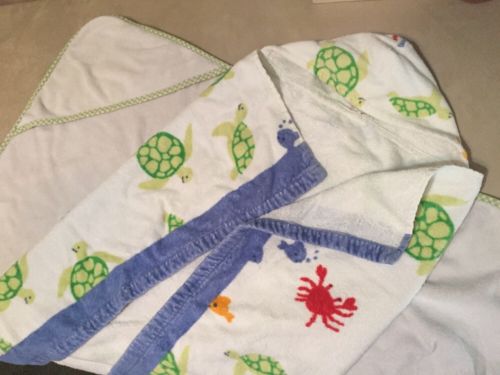 TWO pottery barn kids hooded towels baby infant girls boys, great condition!