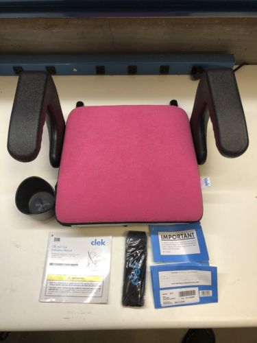 Clek Olli Backless Belt Positioning Portable Compact Booster Car Seat- Flamingo