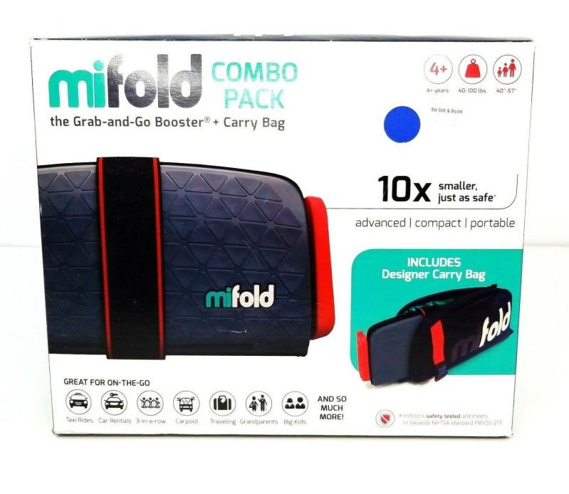 Mifold Grab And Go Booster Car Seat Plus Carry Bag Combo Pack Slate Gray