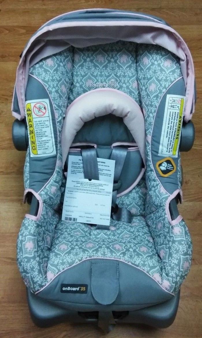 Safety 1st OnBoard 35 Infant Rear Facing 4-35 lbs Car Seat In Elfie Pink & Gray