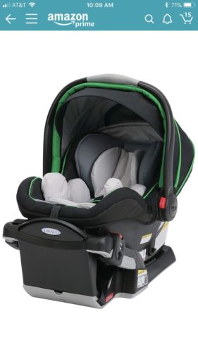 Graco SnugRide Click Connect 40 Infant Car Seat Black & Green pinstripe.