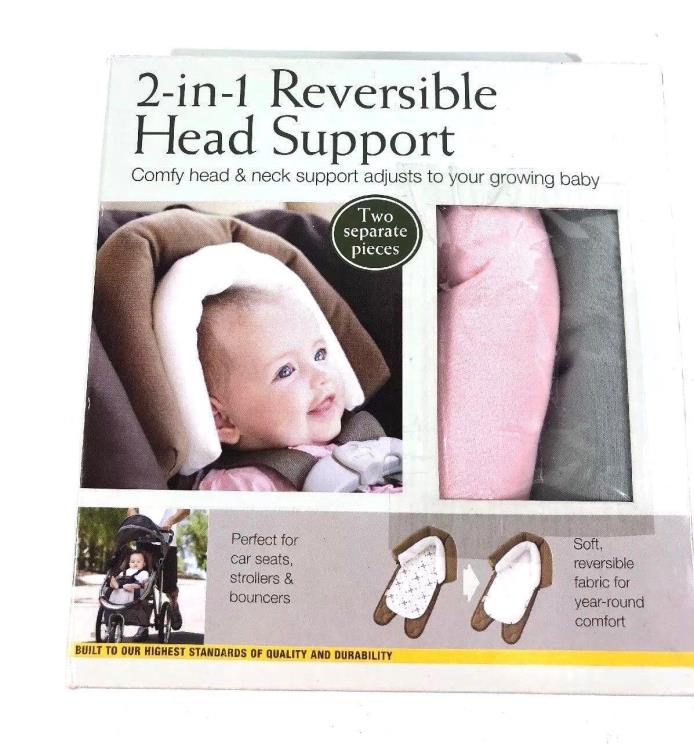 Eddie Bauer Baby 2-in-1 Reversible Head Support  Pink & Gray 2 Pieces  New