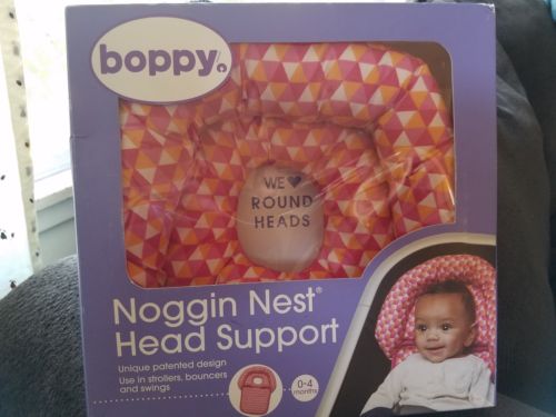 Chicco Boppy Noggin Nest Head Support 0-4m Pink Orange Tiny Triangles Girl Baby