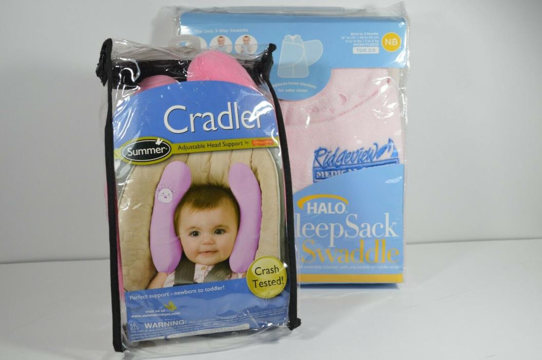 Pink Summer Infant Cradler w/Bonus Halo Sleep Sack Swaddle