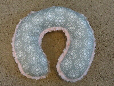 SUPER CUTE & SOFT baby neck pillow - one side fluffy pink,other gray soft cotton