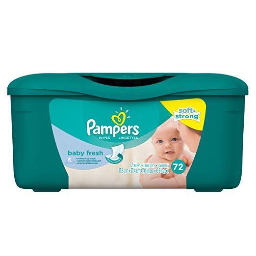 Pampers Baby Fresh Water Baby Wipes Tub, 72 Count Tub w/ Wipes, 72 Count