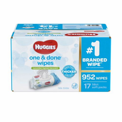 952 Count Huggies One & Done Cucumber & Green Tea Baby Wipes, 17 pk./56 ct.