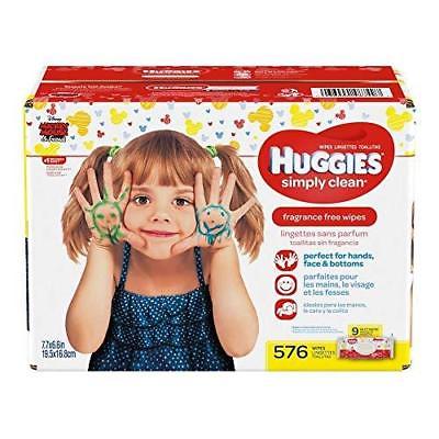 HUGGIES Simply Clean Fragrance-Free Baby Wipes, Pack of 9 Soft Packs (64 Wipes