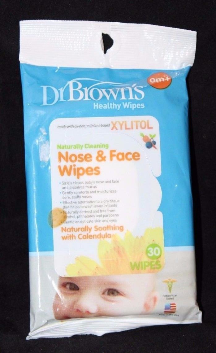 Dr. Brown's Healthy Wipes XYLITOL Nose & Face Wipes w/ Calendula, 30 Wipes