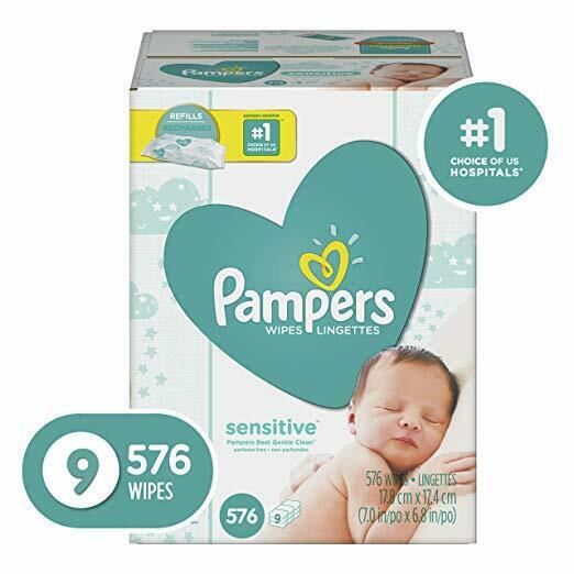 Pampers Sensitive Water-Based Baby Diaper Wipes, 9 Refill Packs - 576 count
