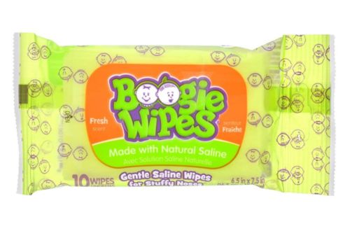 4 X 10 Count Boogie Wipes Made with Natural Saline for Stuffy Noses Fresh Scent