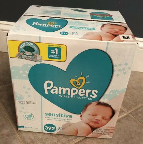 Pampers Baby Sensitive Wipes CASE x7 Pop-Up Packs 392 Wipes SEALED FAST SHIPPING
