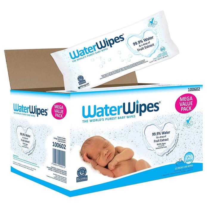 12 Packs Water Wipes Sensitive Baby Wipes 720 Counts Newborn Wipes