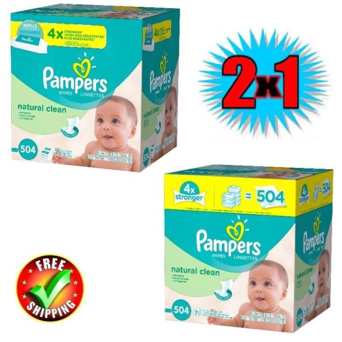 Pampers, Natural Clean Baby Wipes, -1008 Count 2 x 1  new