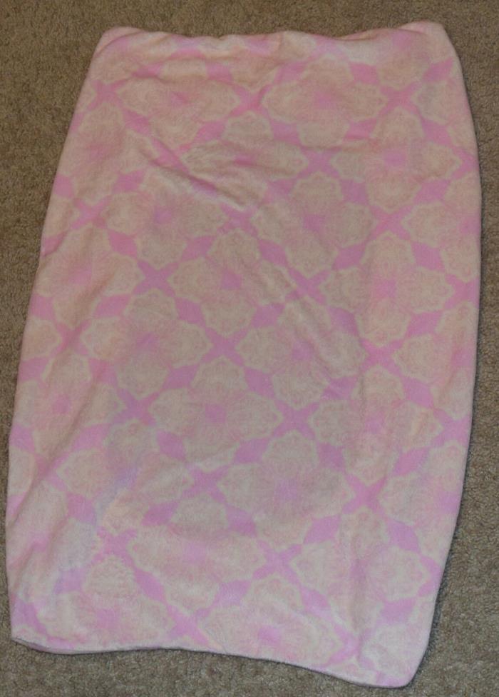 Jill McDonald Changing Table Baby Mattress Cover Light Pink w/ Off White Floral