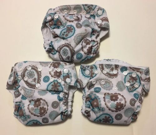 Lot of 3 Blueberry Newborn Basix Diapers - Snaps - VGUC