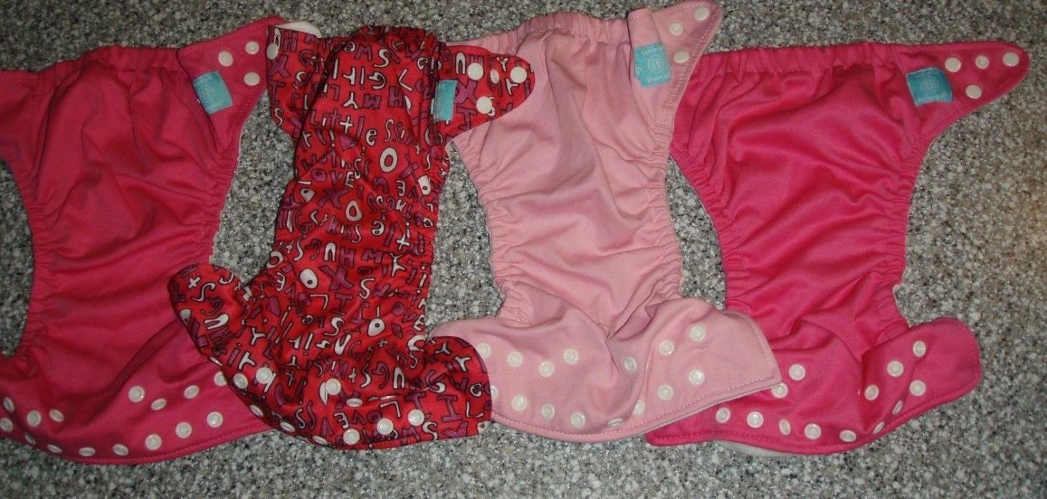 charlie banana cloth diapers set of 4 pre-owned pinks  OS
