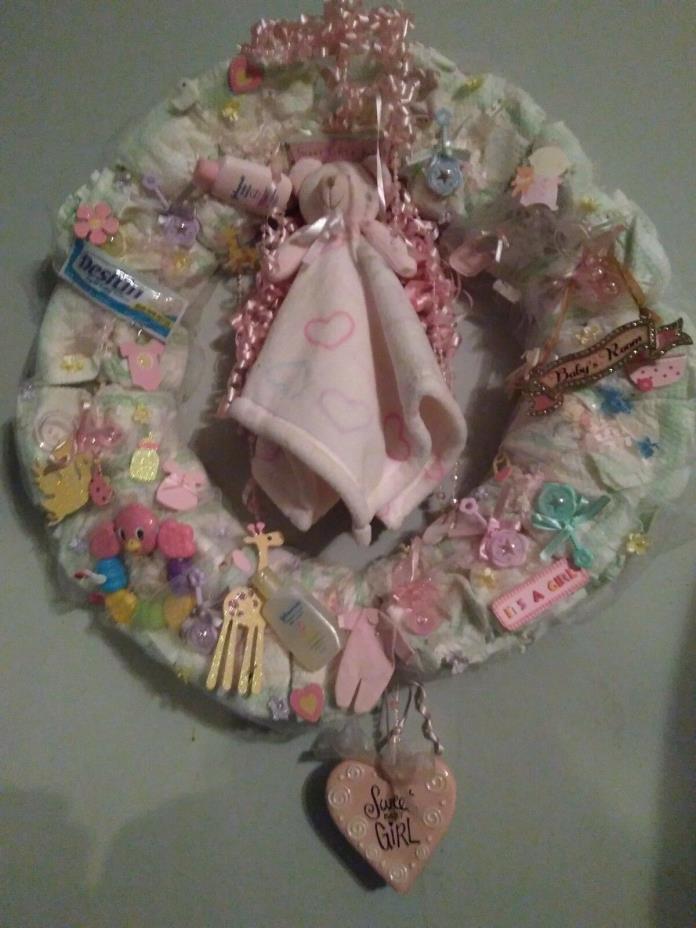 Adorable Baby Girl  Diaper Wreath (27 Diaper + Accessories (Girl))