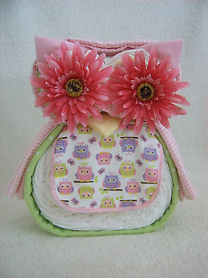 Standing Owl diaper cake baby shower gift centerpiece