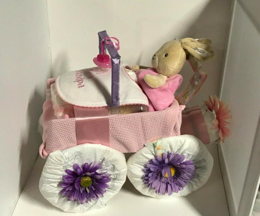 Baby Girls Bunny Running Jeep Buggy Diaper Cake Pink White Purple Floral
