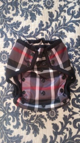 Rumparooz OS Cloth Diaper Cover w/ Insert:EUC: Black, Red & Grey Plaid 