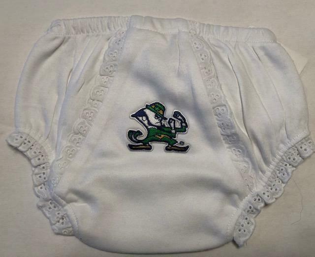 NOTRE DAME  EYELET PANTIES WITH MASCOT  NWT 12 MONTH