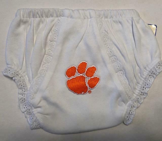 CLEMSON TIGERS  EYELET PANTIES WITH PAW NWT 12 MONTH