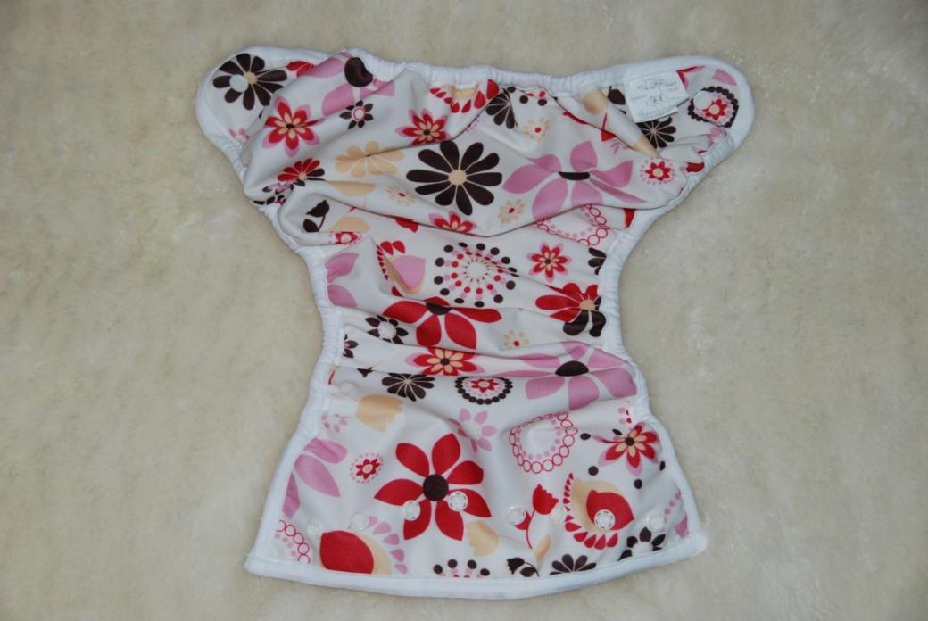 VGUC Bummis size large super snap cloth diaper cover Bloom flowers snaps