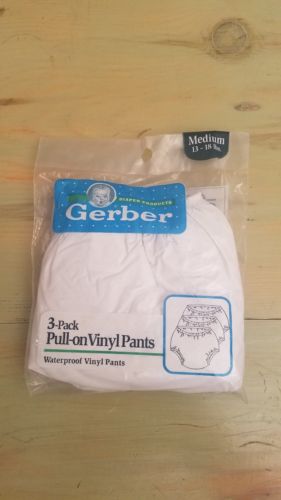 Vintage Gerber 3 Pack Pull-on Vinyl Pants Waterproof Diaper Cover - Med 13-18lbs