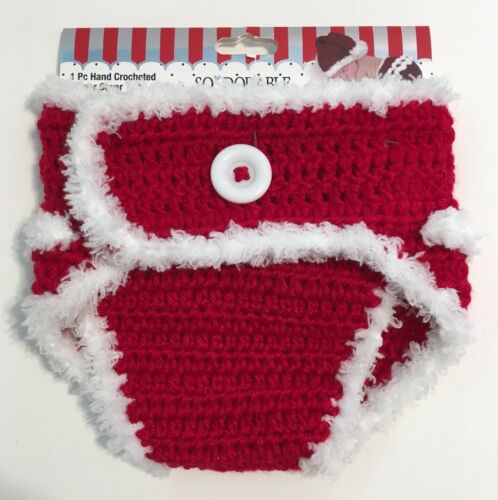So Dorable Hand Crocheted Diaper Cover 0-6M Santa Christmas Holiday Baby Pants