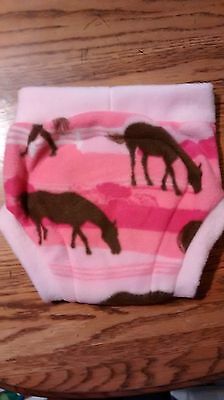 Fleece soaker diaper cover overnight cloth diaper shortie Horses Pink