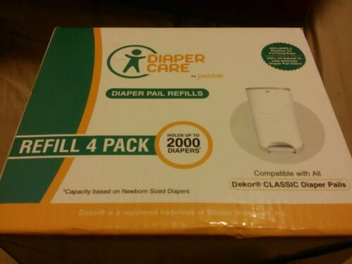 Jasclair Diaper Care, Pail Refill 4 Pack Compatible w/ Dekor Classic Pails