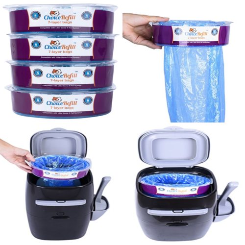 Improved Design Compatible W Litter Genie Pail 4 Pack