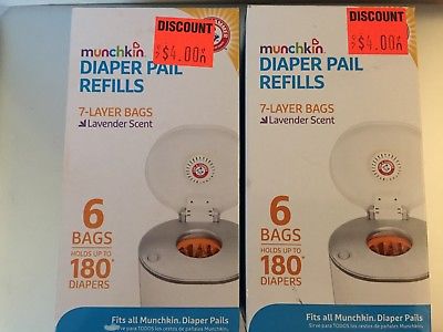 Munchkin Diaper Pail Refills Arm&Hammer Lavender Scent 6 Bags Lot-2