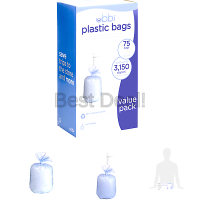 Ubbi Plastic Bags, Disposable Diaper Sacks, True Value Pack, 75 Count