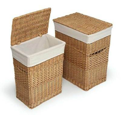Badger Basket 2 Pc Nesting Hamper Set w Liner in Natural [ID 8204]
