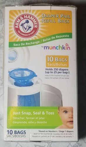 Munchkin Arm & Hammer Diaper Pail Refill Bags 8 Count Snap Seal&Toss 240 diapers
