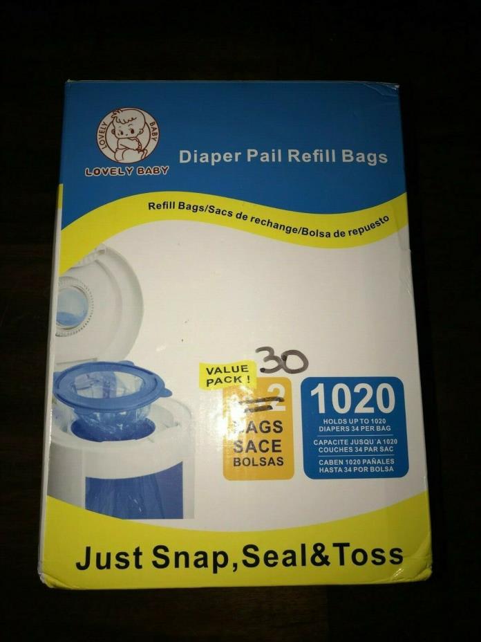 1020 Counts, 30 Bags, Diaper Pail Refill Bags, Fully Compatible