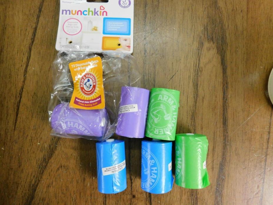 New Munchkin Arm Hammer 72 Count Diaper Bag Refills Disposable Pack Baby