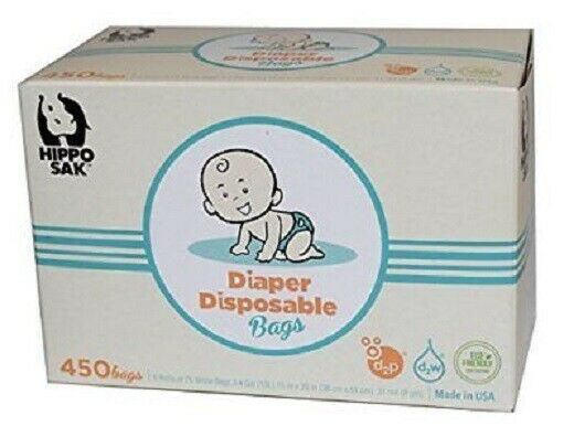 Hippo Sak Antibacterial Diaper Disposal Bags ~ 450 Count ~ White