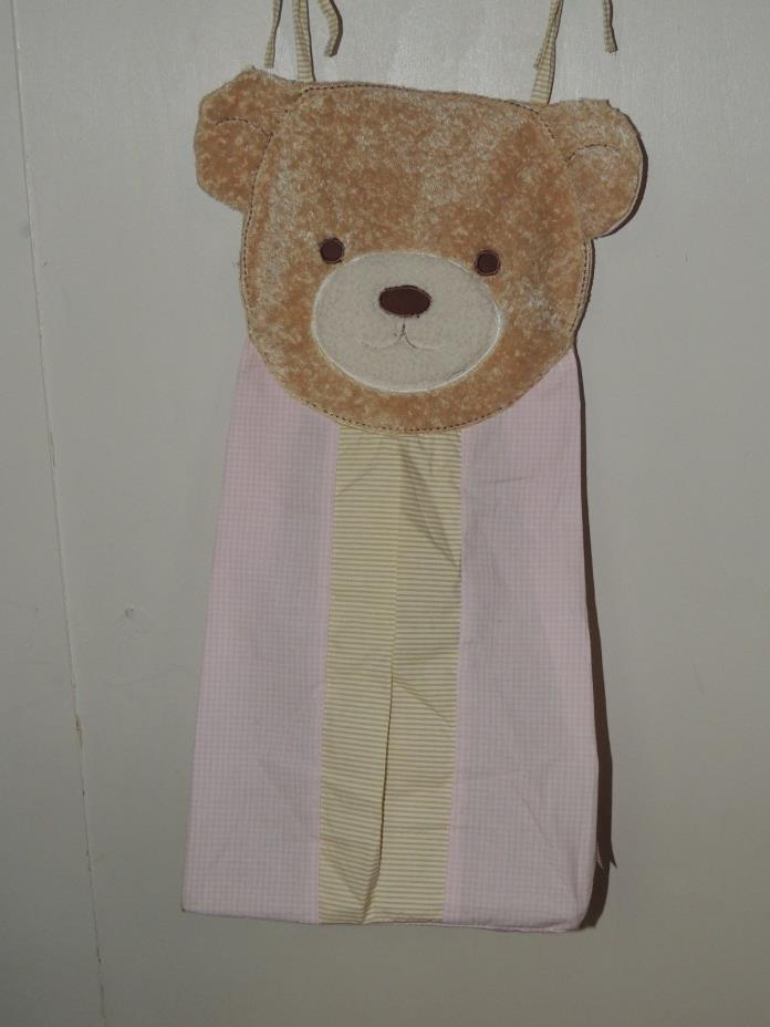 KIDSLINE TEDDY BEAR DIAPER STACKER PINK GINGHAM TAN PLUSH