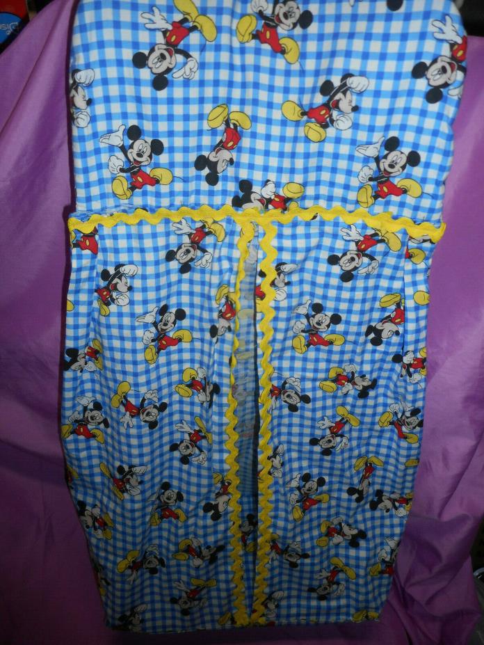 MICKEY MOUSE DIAPER STACKER/MICKEY PRINT BLUE and WHITE CHECKER COTTON FABRIC