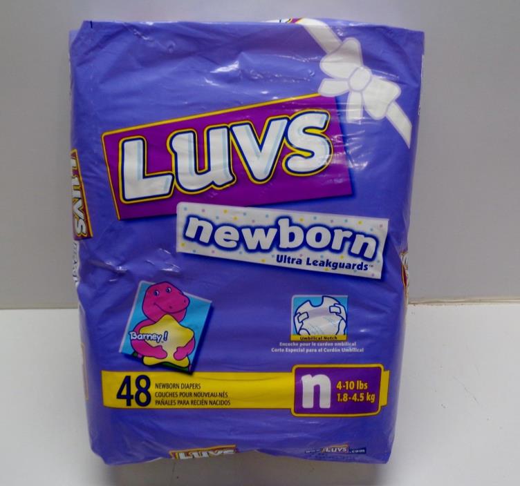 VINTAGE COLLECTIBLE LUVS BARNEY 2002 Ultra newborn Diapers (48ct) sealed