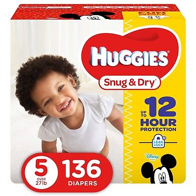 HUGGIES Snug & Dry Diapers, Size 5, 136 Count, GIANT PACK (Packaging May Vary)